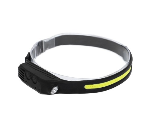 Фонарик налобный X-BALOG BL-W689-1 (пластик, XPE+COB, USB, черный)