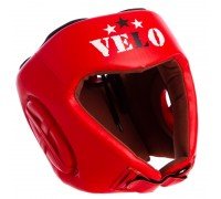 Шлем боксерский профессиональный кожаный AIBA VELO 3080 (р-р S-XL, цвет красный)