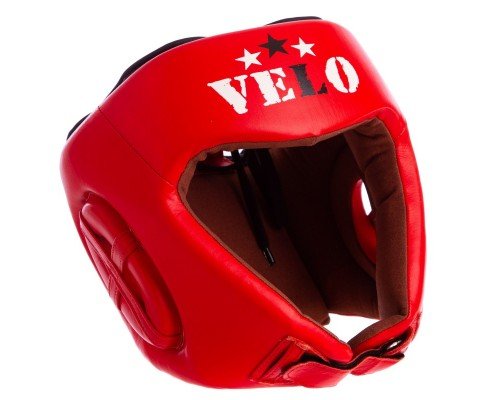 Шлем боксерский профессиональный кожаный AIBA VELO 3080 (р-р S-XL, цвет красный)