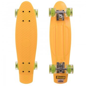 Пенни борд Penny Board круизер пластиковый со светящимися колесами 22" SP-Sport SK-5672-1 (ABEC-7, желтый-салатовый)