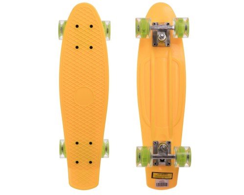 Пенни борд Penny Board круизер пластиковый со светящимися колесами 22" SP-Sport SK-5672-1 (ABEC-7, желтый-салатовый)