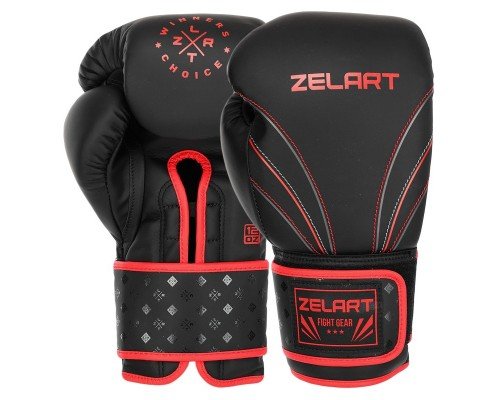 Перчатки боксерские на липучке композитная кожа ZELART BO-3843 (размер 10-14oz, цвета в ассортименте)