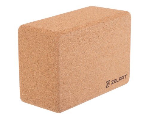Блок для йоги пробковый Zelart FI-7850-4 (пробковое дерево, р-р 23x15x10см, светло-коричневый)