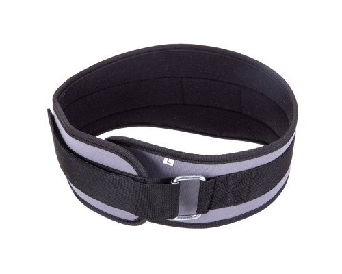 Пояс атлетический текстильный спинка 15см Zelart SB-165459 (полиэстер, нейлон, ширина-6in (15см), длина-85-110см, размер XS-XXL, серый)
