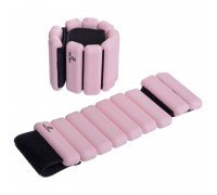 Утяжелители-браслеты для рук и ног с силиконовым покрытием Zelart FITNESS BRACELETS FI-2237 (2 x 0,5кг) (верх-неопрен, розовый)