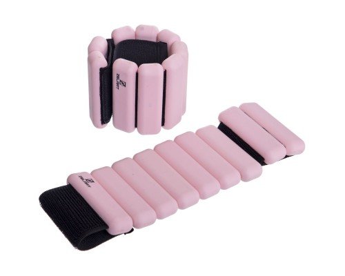Утяжелители-браслеты для рук и ног с силиконовым покрытием Zelart FITNESS BRACELETS FI-2237 (2 x 0,5кг) (верх-неопрен, розовый)