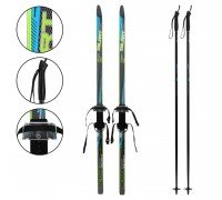 Лыжи беговые подростковые в комплекте с палками Zelart SK-0881-150B (l-лыж-150см, l-палки-130см, PVC чехол, крепление регулируемое, цвета в ассортимен