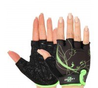 Перчатки для фитнеса и тренировок ZELART SB-161743 (PL, PVC,открытые пальцы, р-р XS-M, черный-салатовый)