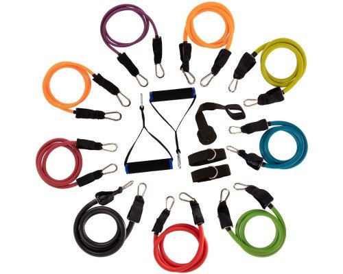 Эспандер Resistance Band многофункциональный 9 жгутов Zelart DT-1002 (9 эсп, креп.на дверь, 2 рукоят,2 лямки)