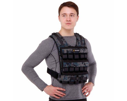 Жилет утяжелитель с регулируемым весом Zelart WEIGTH VEST TA-7817-30 1-30кг (кордура, наполнитель-металлические бруски, камуфляж)