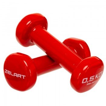 Гантели для фитнеса виниловые 2штуки Zelart Beauty TA-5225-0_5 (2x0,5кг) (2шт, цвета в ассортименте)