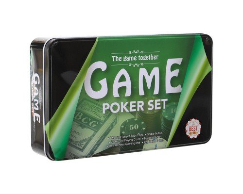 Набор для покера в металлической коробке Poker game set SP-Sport IG-8652 160 фишек (160 фишек, с номиналом, 2 кол.карт,полотно, р-р 26х16х5,5см)