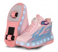 Роликовые кроссовки с подсветкой LED на двух колесах SP-Sport OB-4687 (PL, переднее колесо съемное, размер 32-40, цвета в ассортименте)