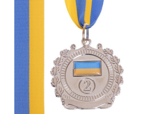 Медаль спортивная с лентой SP-Sport UKRAINE с украинской символикой  ø5см C-3162 (металл, ø5см, 20g, 1-золото, 2-серебро, 3-бронза)