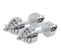 Гантели разборные стальные хромированные SP-Sport TA-8052-30 (2x15кг) (2грифа l-40см, (2,5+2,5+1,5)х4))