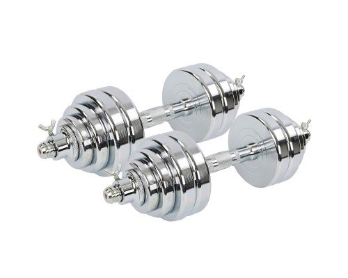 Гантели разборные стальные хромированные SP-Sport TA-8052-30 (2x15кг) (2грифа l-40см, (2,5+2,5+1,5)х4))