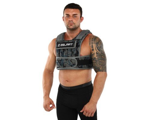 Жилет утяжелитель с регулируемым весом Zelart WEIGTH VEST TA-7806-10 1-10кг (кордура, наполнитель-песок, камуфляж)