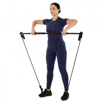 Палка гимнастическая с эспандерами Gym Stick для фитнеса SP-Sport FI-4412 (пластик, неопрен, l-130см,l эсп-80см)