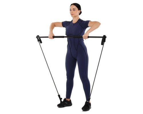 Палка гимнастическая с эспандерами Gym Stick для фитнеса SP-Sport FI-4412 (пластик, неопрен, l-130см,l эсп-80см)