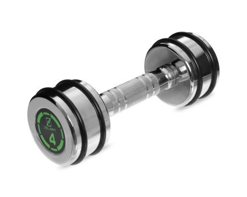 Гантель цельная стальная хромированная 1штука Zelart FI-2622-4 (1x4кг) (MD2311-4) (1шт, металл хромированный, с резиновыми кольцами)