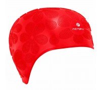 Шапочка для плавания силиконовая на длинные волосы ACTIFY FLOWER PL-0785 (силикон, цвета в ассортименте)