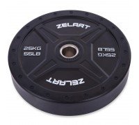 Бамперные диски резиновые Bumper Plates внутренний ø50,4мм Zelart TA-2258-25 25кг (внешний ø-45см,черный)