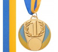 Медаль спортивная с лентой SP-Sport UKRAINE с украинской символикой ø6,5см C-4339 (металл, 40g золото, серебро, бронза)