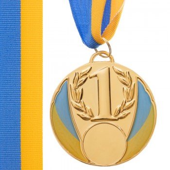 Медаль спортивная с лентой SP-Sport UKRAINE с украинской символикой ø6,5см C-4339 (металл, 40g золото, серебро, бронза)