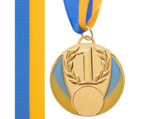 Медаль спортивная с лентой SP-Sport UKRAINE с украинской символикой ø6,5см C-4339 (металл, 40g золото, серебро, бронза)