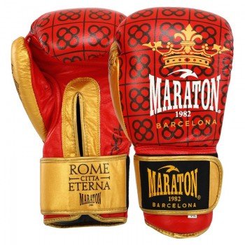 Перчатки боксерские на липучке кожаные MARATON 1982 BARCELONA P00000873 (размер 10-14oz, цвета в ассортименте)