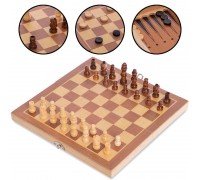 Шахматы шашки нарды 3 в 1 набор настольных игр деревянные SP-Sport W2408 (фигуры-дерево, р-р доски 24см x 24см)