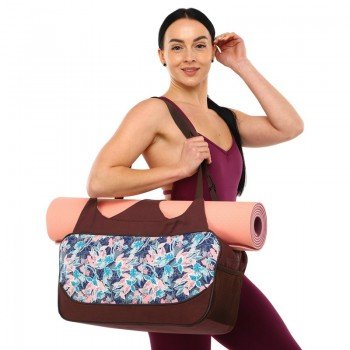 Сумка для йоги Yoga bag KINDFOLK SP-Sport FI-8366-2 (размер 19х50х33см, полиэстер, хлопок, розовый-голубой)
