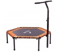 Фитнес батут для джампинга шестиугольный с ручкой ø50" (127см) TX-B6919-50 (металл, нейлон, крепление жгуты, d-127см, черный-оранжевый)
