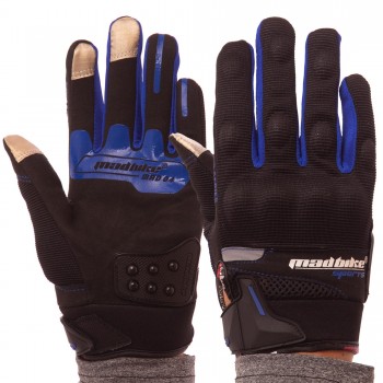 Мотоперчатки MADBIKE BC-4643 L Черный-синий Мотоперчатки MADBIKE BC-4643 L Черный-синий