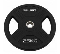 Блины диски TPU 2 Handle металлическая втулка внутренний ø51мм Zelart TA-6995-25 25кг (черный)