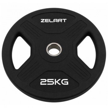 Блины диски TPU 2 Handle металлическая втулка внутренний ø51мм Zelart TA-6995-25 25кг (черный)