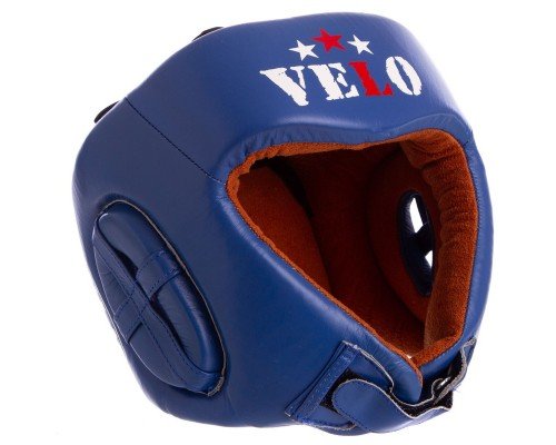 Шлем боксерский профессиональный кожаный AIBA VELO 3081 (р-р S-XL, цвет синий)