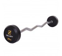 Штанга неразборная с фиксированным весом изогнутая обрезиненная Rubber Coated Barbell Zelart TA-2687-25 25кг (MD3009A-25) (гриф l-95см)