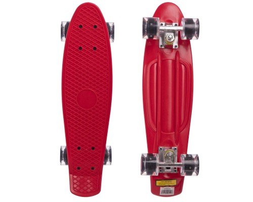 Пенни борд Penny Board круизер пластиковый со светящимися колесами 22" SP-Sport SK-5672-10 (ABEC-7, красный-черный)