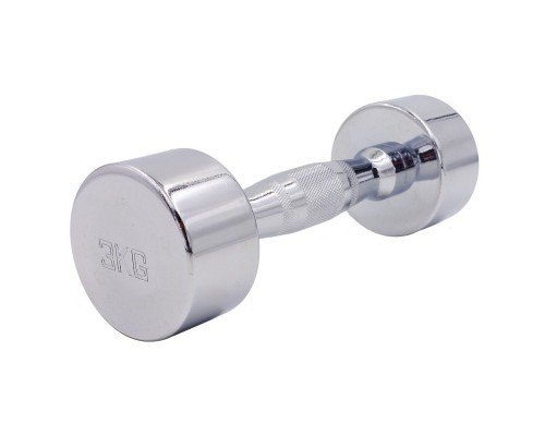 Гантель цельная стальная хромированная 1штука Zelart SC-8017-3 (1x3кг) (1шт, металл хромированный)