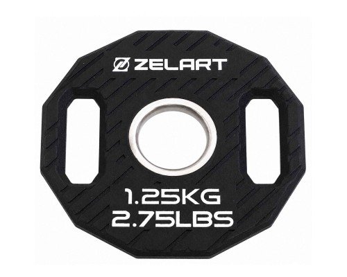 Блины диски TPU 2 Handle металлическая втулка внутренний ø51мм Zelart TA-6996-1_25 1,25кг (черный)