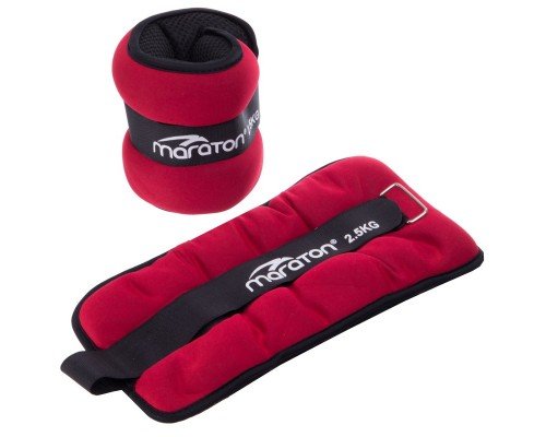 Утяжелители-манжеты для рук и ног MARATON FI-3123-5 (2 x 2,5кг) (нейлон,песок, красный-черный)