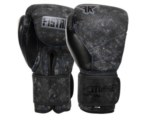 Перчатки боксерские кожаные FISTRAGE VL-6465 (размер 10-14oz, темно-синий)