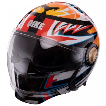 Мотошлем Трансформер QKE M-7782 M-XL черный-оранжевый-белый Черный-оранжевый-белый