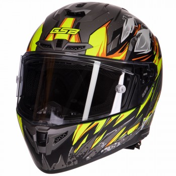 Мотошлем интеграл (full face) GSB-361 L-XL Серый-салатовый