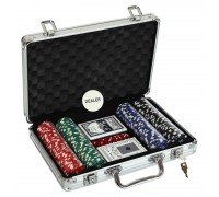 Набор для покера в алюминиевом кейсе Poker game set SP-Sport IG-2056 200 фишек (200 фишек, с номиналом, 2 кол.карт,5куб)
