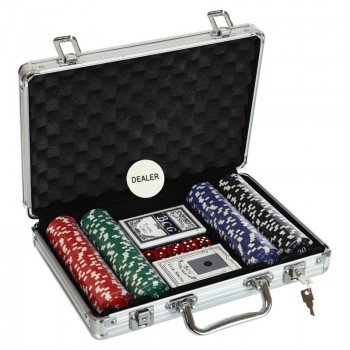 Набор для покера в алюминиевом кейсе Poker game set SP-Sport IG-2056 200 фишек (200 фишек, с номиналом, 2 кол.карт,5куб)