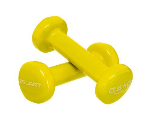 Гантели для фитнеса виниловые 2штуки Zelart Beauty TA-5225-0_5 (2x0,5кг) (2шт, цвета в ассортименте)