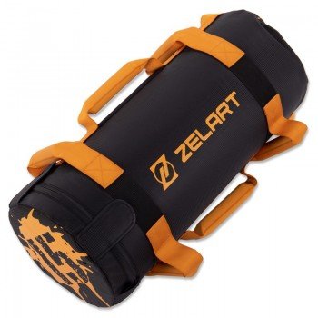 Мешок утяжелитель для функционального тренинга Power Bag Zelart TA-7825-15 15кг (PVC, вес 15кг, наполнитель-песок, черный-оранжевый)