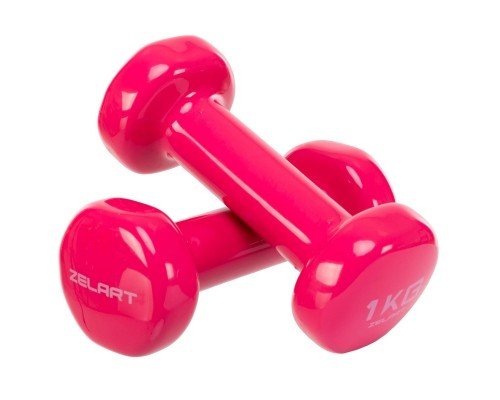 Гантели для фитнеса виниловые 2штуки Zelart Beauty TA-5225-1 (2x1кг) (2шт, цвета в ассортименте)